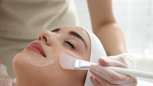 Chemical peel facial treatment demonstrating skincare before red light therapy after chemical peel.