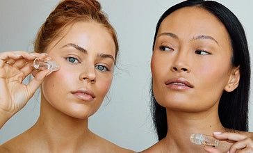 Women using skincare tools