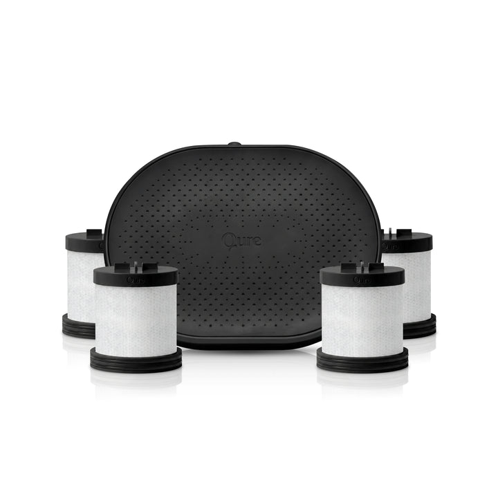 Qure black shower filter set with four replacement cartridges