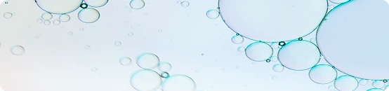 Peptide molecules depicted as bubbles in a light blue gradient.