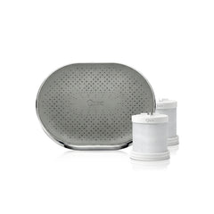 Qure silver shower filter set with two replacement cartridges