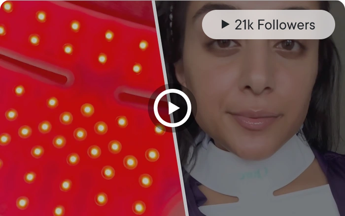 Woman with 21k followers and red light therapy device (trusted_img_3)